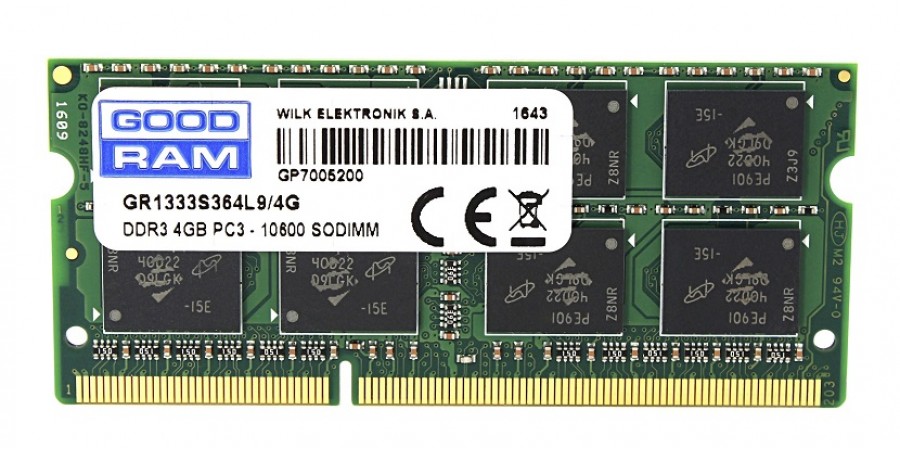 GOODRAM DDR3 SODIMM 4GB 1333MHz PC3-10600 256x8 CL9