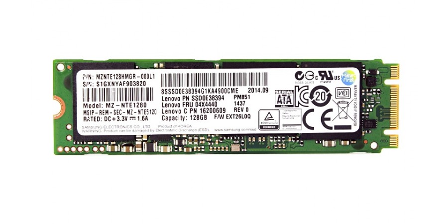 Samsung SSD Pm851 NGFF M.2 2280 128gb SATA III MZNTE128HMGR