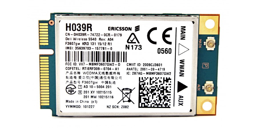 DELL 5540 WWAN ERICSSON F3607gw H039R miniPCI-E 3G/HSPA GPS