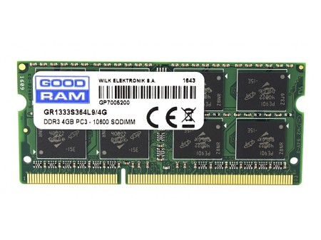 GOODRAM DDR3 SODIMM 4GB 1333MHz PC3-10600 256x8 CL9